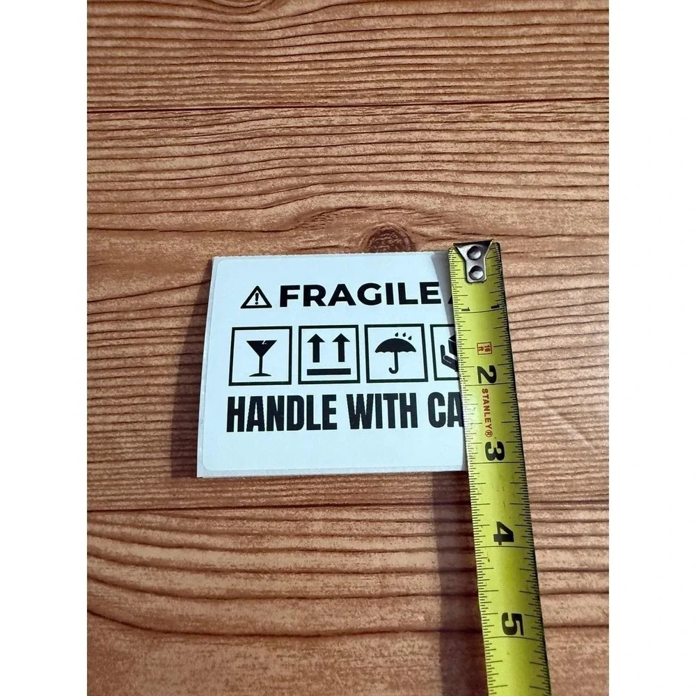 300 Fragile Handle With Care Shipping Stickers 4x3 Warning Labels White Black